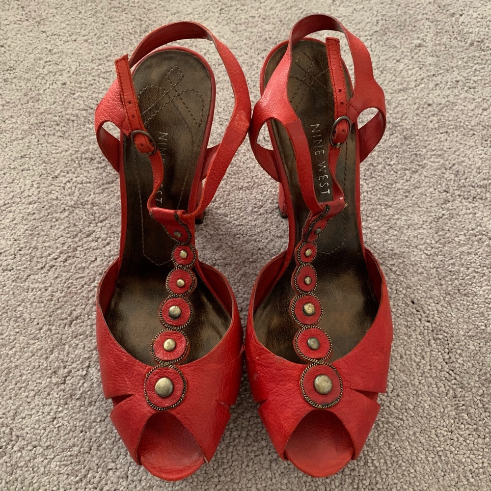 Nine West Red Platform Heels